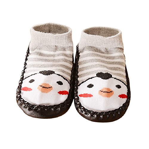 Amison Cartoon Kids Toddler Baby Anti-slip Sock Shoes Boots Slipper Socks (12~24 Month, Gray)