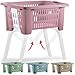 Produktbild Wäschekorb mit ein- und ausklappbaren Beinen aus Kunststoff Wäschesammler Tragegriffe arbeitserleichternd Rosa