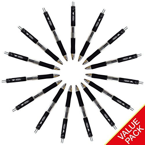 Fullmark JEL Retractable Premium Gel Ink Pens, Fine Point, Black, 15-pack