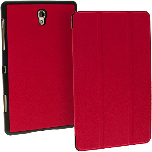 igadgitz Rot PU Ledertasche Hülle Smart Cover für Samsung Galaxy Tab S 8.4″ SM-T700 mit Multi-Winkel Betrachtungs + Auto Sleep/Wake + Displayschutzfolie - 2