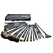 LyDia Professional 24pcs Natural Wooden handle Black Make Up Brush Set with Case