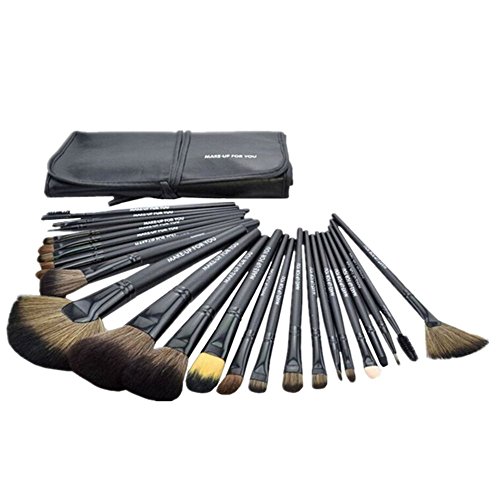 LyDia Professional 24pcs Natural Wooden handle Black Make Up Brush Set with Case