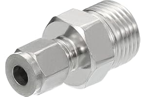 PATIKIL 1/2G x 6mm 304 Acero Inoxidable Conexión de Tubo de Compresión, Doble Férulas Conexión de Tubo Adaptador Recto