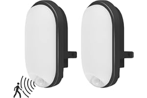 ANWIO 12W Applique Murale LED Extérieure Intérieur avec Détecteur de Mouvement, Etanche IP54 Noir, Luminaire, Éclairage, 4000K Blanc Neutre, Lot de 2