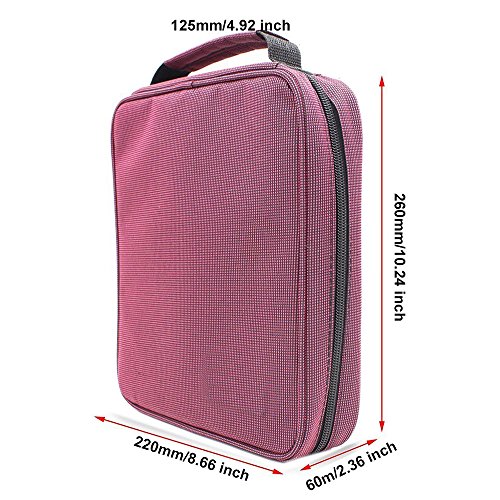 Taotree 120 Slots Handy Deluxe Bleistift Verpackungs Tasche mit Reißverschluss Super Großraum Feder Beutel stationären Fall Verfassungs Kosmetik Kasten Beutel für Reisen / Schule / Büro / Kunst / Federmäppchen (Anmerkung: ohne Farbstifte) (Rote) - 4