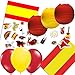 Produktbild 77-Teiliges Dekoset * Spanien * für Eine Länder-Party // mit Tischdecke + Fahnen + Lampions + Luftballons + Konfetti // Deko Dekoration Set Mottoparty