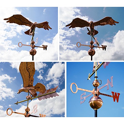 Riesiger 3D Relief Wetteradler aus KUPFER mit Fuß, Gesamthöhe 140cm, Gewicht 5kg - 6