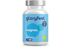 ‎GLORYFEEL Magnez 400 kapsułek - 760 mg, w tym 400 mg magnezu pierwiastkowego na dzienną dawkę - Wspiera pracę mięśni i metabolizm energetyczny - Testowane laboratoryjnie - Wyprodukowano w DE bez dodatków