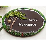 Keramiktürschild Blumenwiese mit Klingelknopf