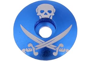 P Prettyia Universal 1 1/8 inch (28.6mm) Aluminum Alloy Stem Headset Top Cap for MTB Road Mountain Bike Cycle Bicycle Cycling, Blue Skull