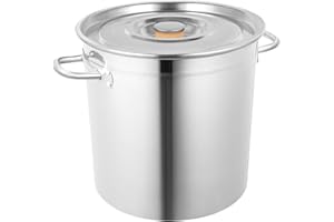 LOYALTYCLIVIA Casserole en acier inoxydable - Grande capacité - Pour la restauration - Pour le camping - Avec couvercle - Pour cuisinières à gaz, électriques et à induction (35 l)