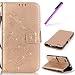 Produktbild HMTECH Huawei P8 Lite 2015 Hülle Glitzer Schmetterling Blumen Floral Flip Standfunktion Karten Slot Magnetverschluß Brieftasche Taschen Ledercasefür Huawei P8 Lite,Diamond Butterfly:Gold