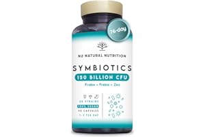 Probiotics 150 Billion CFU, 20 Multi Strains with Prebiotic, Inulin & Zinc. High Strength Vegan Supplement with Gastro Resistant Capsules for 76 Day Supply. N2 Natural Nutrition