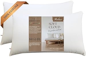 GM Soft Cloud Cuscini Letto 40x70 Guanciali per dormire 2 pezzi rivestimento 100% cotone fresco lavabile anallergico e traspirante Made in Italy