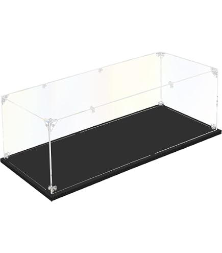 JUJOMAT Vitrine Acrylique Avec Base Noire 35x35x35 Cm – Boîte Étanchéité Poussière – Présentoir Figurines, Lego, Objets Collection