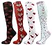 Produktbild 4er Pack Extra Weiche Premium Qualität Bunte Kompressionsstrümpfe, Mäßige / Mittlere Kompression 15-21 mmHg (Klasse 1). Komfort Mischung für Herren und Damen. Romantisch Spaß Designs. Klein/Mittel