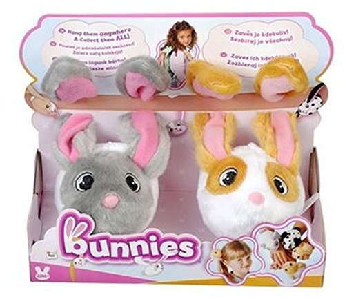 Imc Toys Bunnies Coppia Peluche Magnetico Coniglietto Binco con Musetto Grigio e Bianco con macchie Marroni