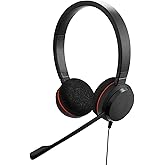 Jabra Evolve 20 Stereo Headphones - Passive Noise Canceling VoIP Microsoft Certified Headphones for Softphone - USB-C/A - Black