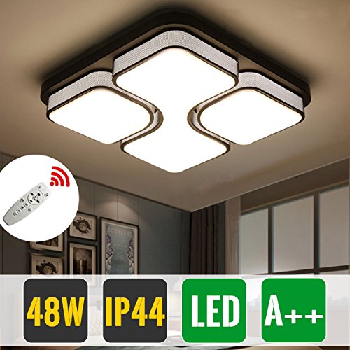 Preisvergleich Produktbild HG® 48W Schlafzimmer Deckenbeleuchtung LED Deckenleuchte Dimmbar Fernbedienung eckig