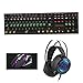 Produktbild YHML Gaming-Tastatur und Mouse Combination, Mechanical Gaming Keyboard, Waterproof Full Metal Panel, Ergonomic Color 7 Led Backlit Keyboard + Mouse + Earphone Kit für Desktop und Laptop