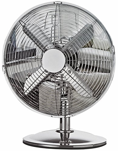 Luxus Metall Tischventilator Ventilator ca. 30cm Höhe 35cm 220V 35 Watt Hochglanzpoliert 3 Luftstufen SchwenkfunktionKühler Raum-Lüfter Luft-Erfrischer Lüftung