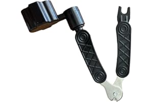 TSUWNO 3-in-1 Gitarrenzubehör: Saitenkurbel, Saitenspindel und Saitenschneider in Einem. Perfekt für Gitarre, Elektrisch, Ukulele, Mandoline. Inklusive Saitenpin-Abzieher. Farbe: Schwarz.