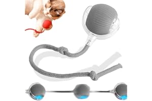 HOIDOKLY Interaktiver Rollender Hundeball, Hundespielzeug Ball mit Schnur, Smart Automatisch Rollender Ball für Katzen und Hunde, Interaktives Hundespielzeug, Hundeball Elektrisch (Grau)