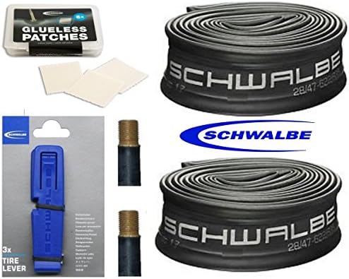 2 x Schwalbe Inner Tubes 26" Schrader Valves & Schwalbe Pre Glued Puncture Patch Kit & Schwalbe Tyre Levers - Click For Sizes