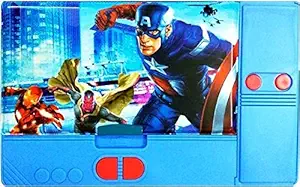 KIKU Multipurpose Big Size Jumbo Avenger Magnetic Dual Side Spacious Art Plastic Pencil Box (Blue)