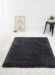The Rug House Luxuriöser, dunkelgrau-schwarzer, Flauschiger Shaggy