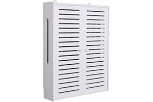 OMGMTSTORE Soporte para Enrutador Montado En La Pared Estantes Flotantes Caja De Almacenamiento WiFi Caja De Almacenamiento De Escritorio para Rack De Enrutador Hider (Color : White-A, Size : 50x42x10cm)