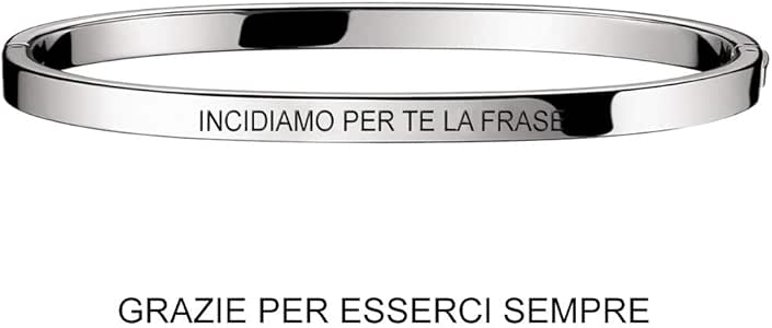 Emma Gioielli Bracciale Donna Rigido In Acciaio Di Alta Qualita Inciso Incisione Frase Grazie Per Esserci Sempre Moda Amore Love Confezione Regalo Amazon It Gioielli