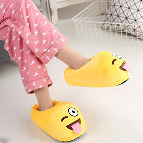 Sealands Winter Plüsch Hausschuhe Männer Frauen Unisex Erwachsene Emoji Weich Niedlich Karikatur Warm Zuhause Innenraum Schuhe (Toungue) - 5
