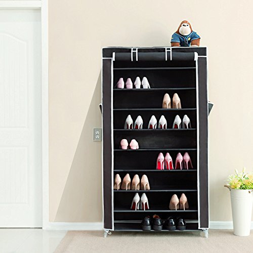 Songmics XXL 10 Schicht Schuhregal für ca. 45 Paar Schuhe Schuhschrank Schuhständer 88 x 28 x 160 cm Schwarz RXJ36H - 2