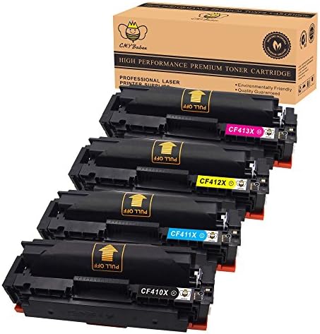 CMYBabee 4-Pack Compatible Toner Cartridge Replacement for HP 410X CF410X CF411X CF412X CF413X High Yield (1Black, 1Cyan, 1Magenta, 1Yellow) for HP Color Laserjet Pro MFP M477FDW MFP M477FDN MFP M477FNW M452DN M452DW M452NW Printer