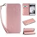 Produktbild Nancen Compatible with Handyhülle Huawei P9 (5,2 Zoll) Handyhülle, Luxus Rosegold Prägung Schmetterling und Blume Muster Flip Case PU Leder Tasche Ledertasche Etui
