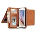Produktbild HARRMS Samsung Galaxy S6 Handy Hülle und Geldbörse Leder Case mit Kartenfächer Geldscheinfach mit Reißverschluss Magnet Schutzhülle,Braun