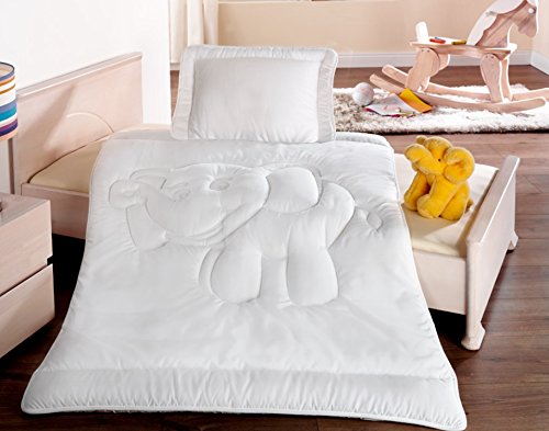 Schiesser Kinder-Betten-Set Elefant / 100 cm x 135 cm Bettdecke + 40 cm x 60 cm Kopfkissen - 2