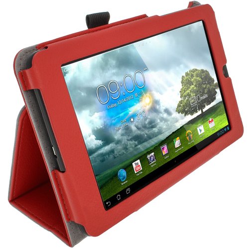 igadgitz Rot PU Ledertasche Hülle Folie Cover für Asus MeMO Pad ME172V 7″ Tablet mit Multi Winkelbetrachtung Stand + Stylus Schift Halter + Displayschutzfolie - 4