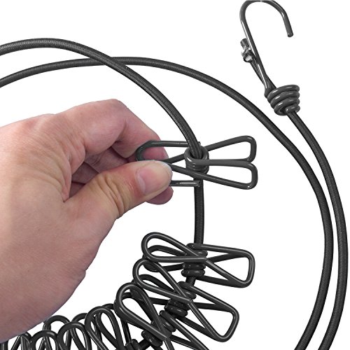 Wäscheleine – Meersee Outdoor Wäscheleine mit 12 beschichteten Klammern, 180-360cm (Schwarz) - 3