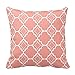 Coral Pink Quatrefoil Geometric Pattern Square Decorative Throw Pillow Cover Cushion Case Two Sides(18 x 18 Inch)