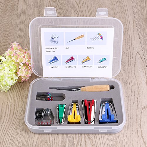 NUOLUX Schrägbandformer SetBinding Fuß Ahle Pin Set Quilt Nähen 16PCS - 7