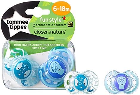 Tommee Tippee Fun Style Orthodontic silicone soothers 6-18 month blue colours bpa free