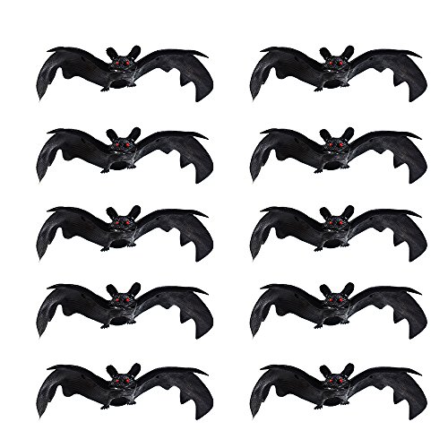 XONOR 10 pezzi pipistrelli in gomma spettrale Halloween per i migliori favori e decorazioni per Halloween, 24 cm