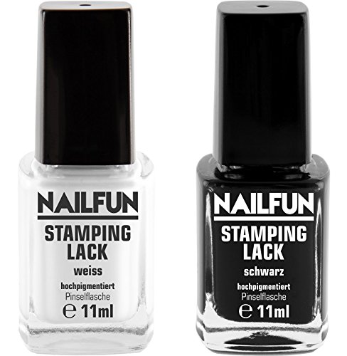Stamping Starterset Basic – Konad Doppelstempel + Scrapper + Stampinglack weiss 11ml + Stamping-Lack schwarz 11ml + Stamping Schablone KONAD M57 + Stampingschablone KONAD M81 - 2
