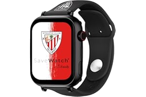 SACEFAMILY SaveFamily SaveWatch Plus 4G Edición Athletic Club | Reloj Inteligente Niño con Localizador GPS, Llamada, Vídeo, Whatsapp, Música, Bluetooth, App Store | SIM Incluida - Correa de Silicona Negra