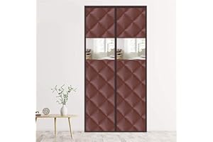 Liveinu Isolamento Termico Tenda Magnetica Per Porte Impermeabile Zanzariera Magnetica Con Ventana Thermo Per Camera Climatizzata Isolamento Acustico 80x205cm Pelle PU Marrone
