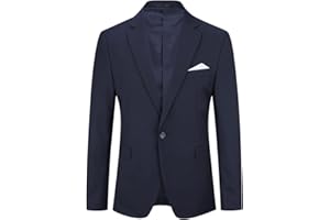 YOUTHUP Blazer para Hombre Slim Fit 1 Botón Chaqueta de Traje de Hombre Negocio Boda Blazers