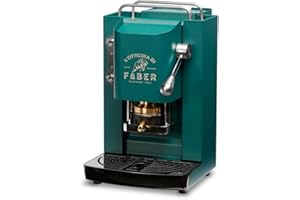 FABER COFFEE MACHINES | Modèle Pro Deluxe | Machine à café à dosettes ese 44mm | Finition Chrome | Pressacialda en laiton (British Green)