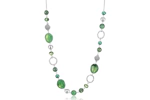 BULINLIN Long Beaded Silver Necklace for Her Crystal Bead Sweater Chain Fashion Jewelry Necklace Birthday Gifts for Women Mum